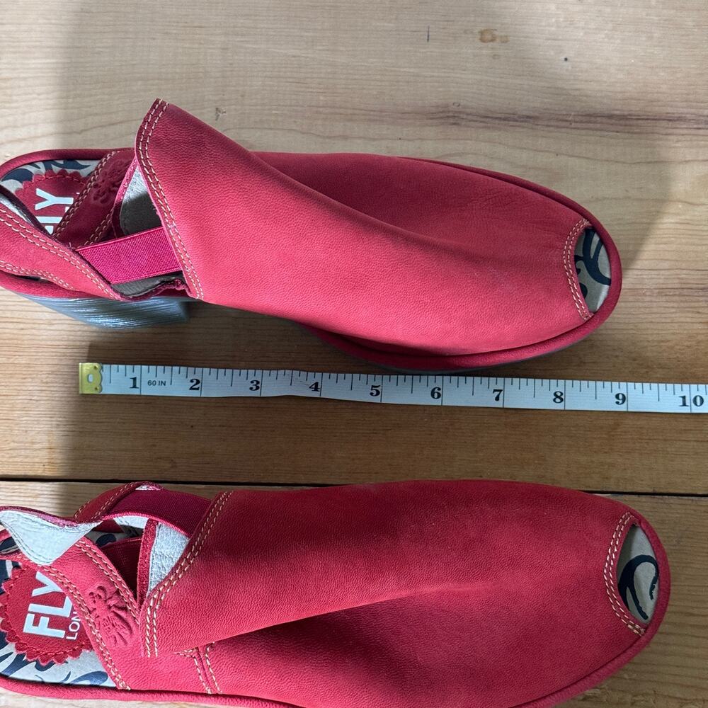 Fly London Red Open-Toe Heels - Picture 4 of 9